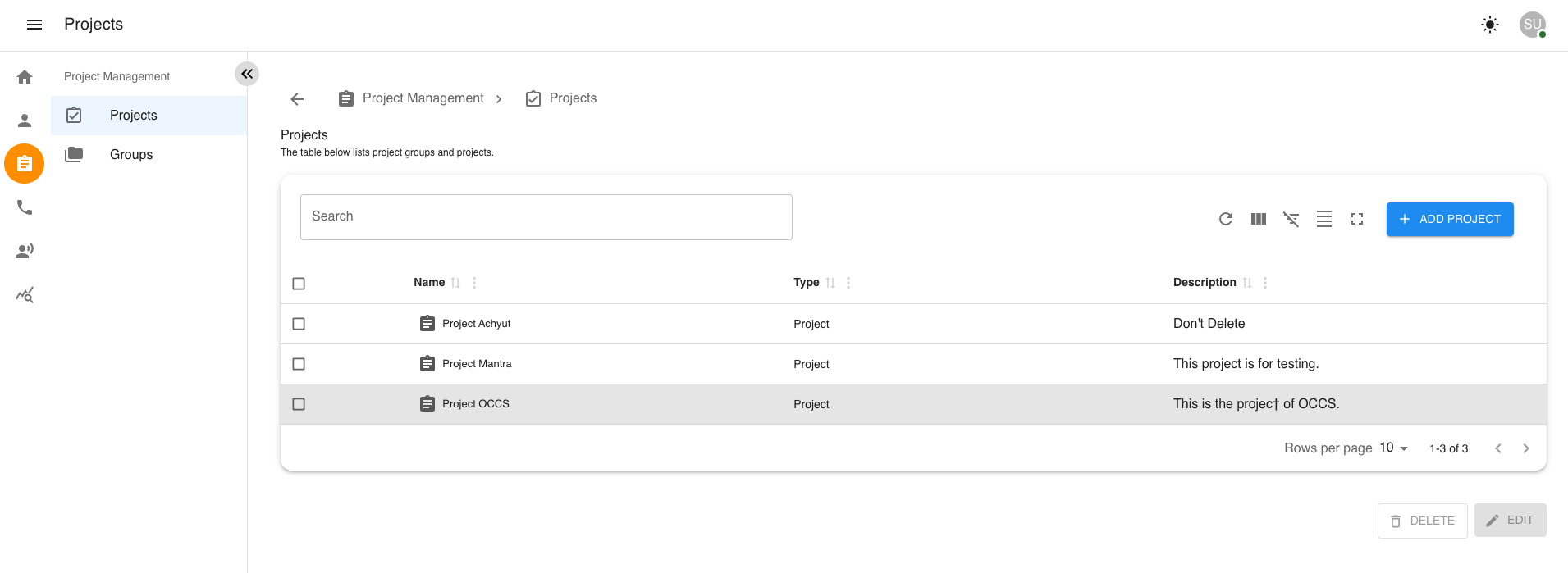 Project Management Page
